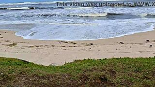 Corninho Shows Wife's Hairy Pussy on Beach Street and Market