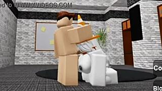 Slutty Roblox bunny girl sneaks in boys locker room then gets fucked
