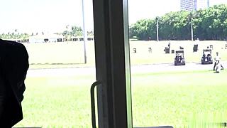 Petite Russian blonde stretches her mouth to fit a massive black dick! She takes it deep.