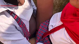 horny schoolgirl fucks huge black cock outside classroom!