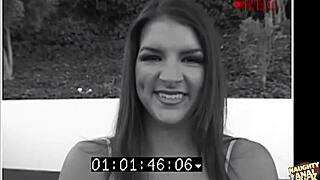 pervy brunette flashes titties before tushy plowed relentlessly on camera