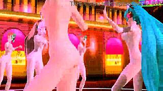 hatsune miku and megurine luka perform world end dancehall