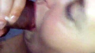 wife enjoys intimate moment with partner