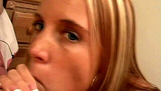 Gorgeous blonde girlfriend SUCKS my COCK with pretty lips and beautiful tits in intense blowjob action