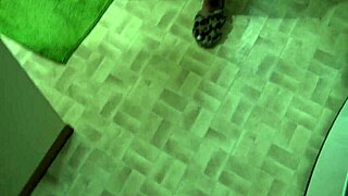 My horny stepson caught me peeing from my hairy pussy!