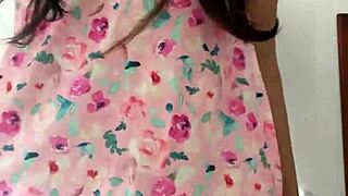 look at this innocent girl in pajamas, what is she hiding under there? spy camera catches flashing latina teen