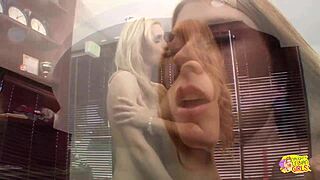 This Blonde Lesbian Fingered Her Friend And Stretched Her Huge Clit