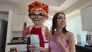 Petite brunette eva generosi sucks a huge sausage and takes the cumshot
