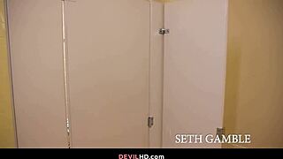 Caught Nympho Secretary Masturbating in Toilet