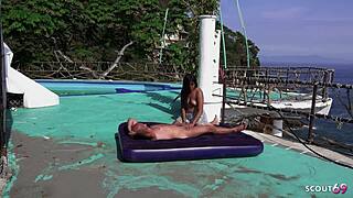 public anal sex with latina milf bitch near the beach without condom by old german tourist