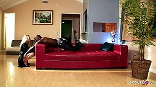 Blonde wife seduces big black neighbor with massage for sex