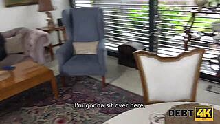 Debt4k Blue-Eyed Blonde Housewife Sucks and Rides Dick for Debt!