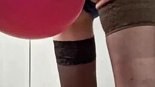 Sexy balloons mistress elza kom dominates with ass worshiping, bdsm, and clothes ripped in intense session.