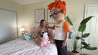 Aspen Woods Blowjob Punishes Stepbros Cum-On-Tits!