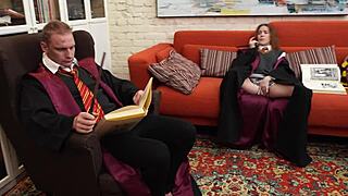 Sucking off the HEADMASTER for a BETTER GRADE, moaning with cum all over