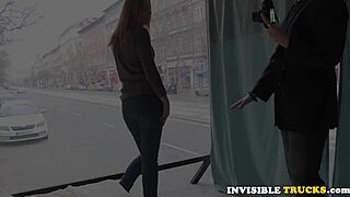 Blonde euro picked up for truck sex with blowjob and doggystyle