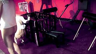 guy rips mistress's fishnets to fuck her hard in bondage and deepthroat