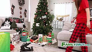 Tree Trimming Turns Into Three-Way Family Christmas Timing With Taboo Encounters