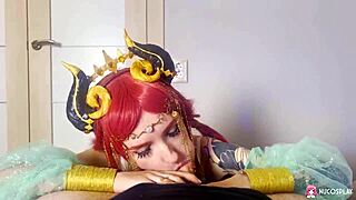 Hot redhead girl sunako k moans loudly as she gets fucked hard in her cosplay outfit.
