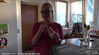 pretty blonde gets fingered and dildoed during casting 😏