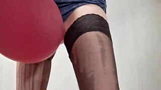 Sexy balloons mistress elza kom dominates with ass worshiping, bdsm, and clothes ripped in intense session.