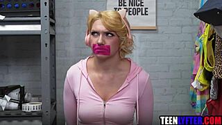 young blonde caught shoplifting and stripped