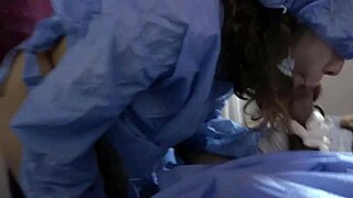 nurse takes semen sample with mouth in hospital