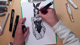 Quick sketch of hot sexy girl in latex with markers 😎