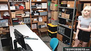 licking thief's pussy at office with teen robbers com