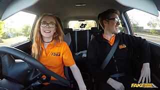 fake driving school: british ginger babe ella hughes gets her perfect pussy fucked hard during lesson
