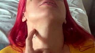 the guy blackmails her to suck his big cock or he'll show the video to her boyfriend.