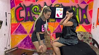 BBW Woman Gets Watermelon Tattoo On Her Ass In Studio