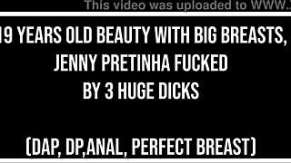 19 ebony beauty jenny pretinha fucked by 3 huge cocks