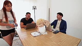 Horny MILF has hot threesome with two college students!