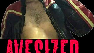 skinny young amateur masturbates big cock on workbench at work