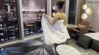 Monika fox, solo in hotel room, masturbating to squirting orgasm. Shower scene next.