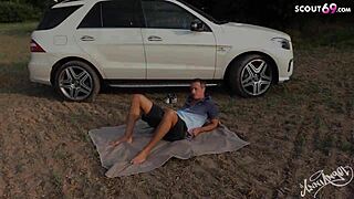 German model gets creampied in public