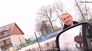 Cum Covered Pussy For Blonde Teacher In Van At Lunch