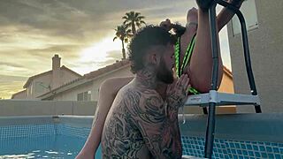 Paying the Pool Boy with Teasing Outdoor Sex