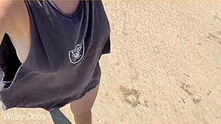 wife walks nude on beach