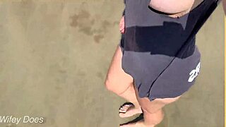 wife walks nude on beach