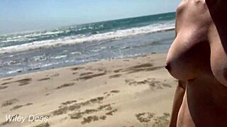 wife walks nude on beach