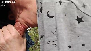 she gives a deepthroat blowjob in the woods