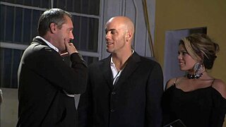 Milf in golden high heels licks and gets fucked hard with monster cock