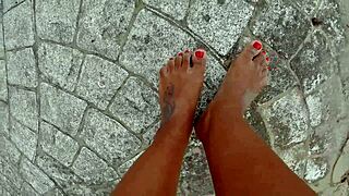 i walked barefoot on street and beach getting feet dirty for foot fetish fun... oops i meant feet!