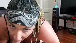 Devouring a giant cock feels incredible