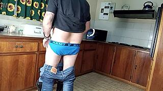 Intense Quickie Kitchen Fuck in Standing Position