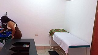 Nurse Feels Slutty On Christmas, Dressed As Business Woman, Masturbating Juicy Vagina In Doctor's Office