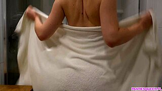 step sister with natural hair takes a relaxing shower