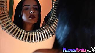 petite busty redhead milf renee olstead posing naked in a public laundry